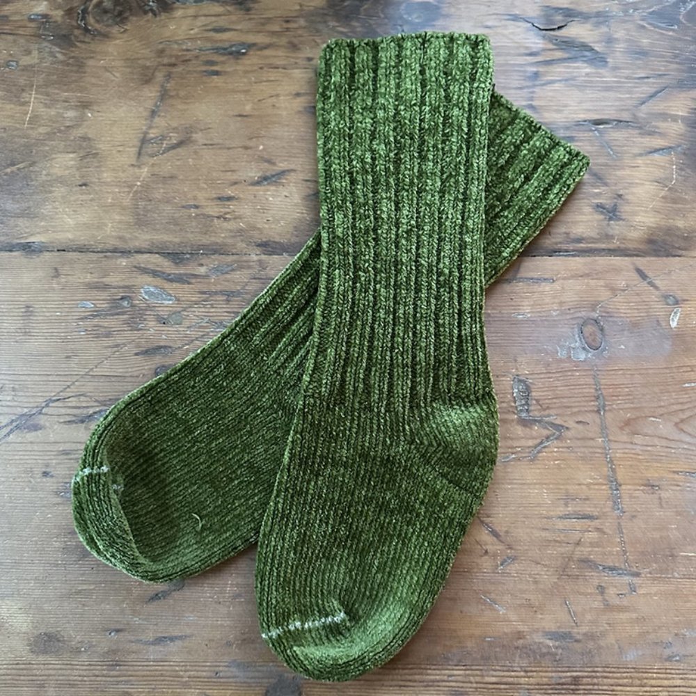 Chenille Chunky Sleep Socks Green